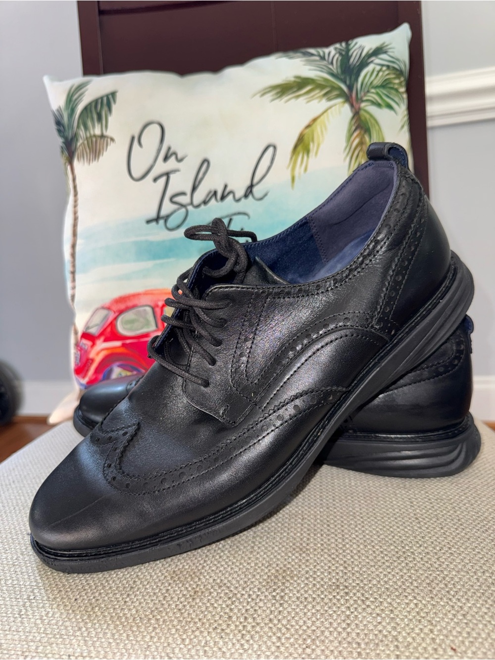 Cole Haan Men'S Original Grand Shortwing Oxford Shoes Triple Black Size 12